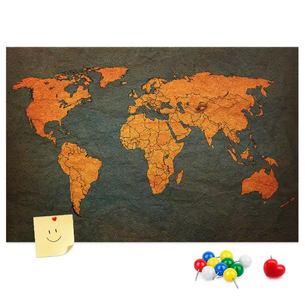 Cork memo board World map