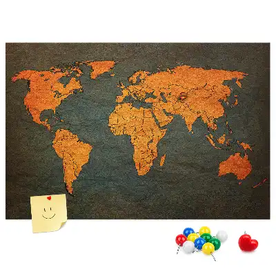 Cork memo board World map