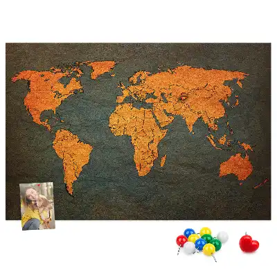 Cork memo board World map