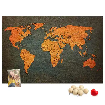 Cork memo board World map