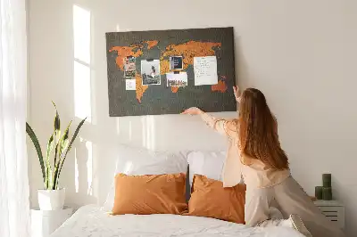 World Map Cork Memo Board