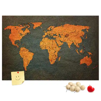 Cork memo board World map