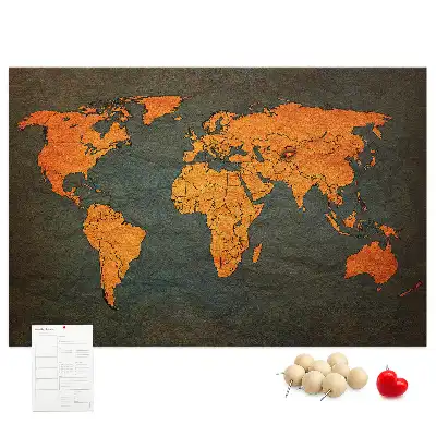Cork memo board World map
