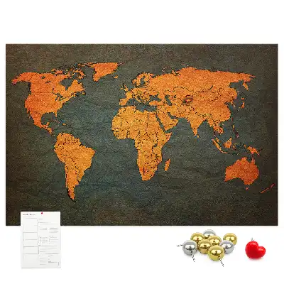 Cork memo board World map
