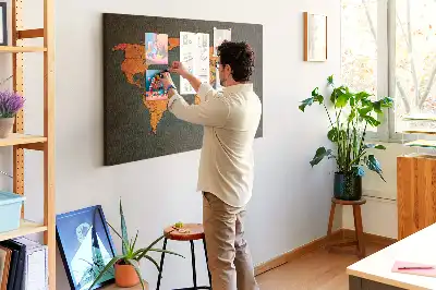 World Map Cork Memo Board