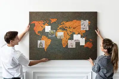 Cork memo board World map