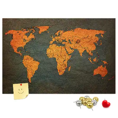 World Map Cork Memo Board