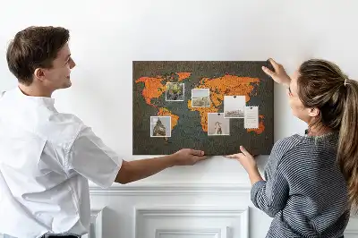 World Map Cork Memo Board