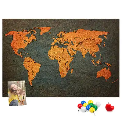 Cork memo board World map