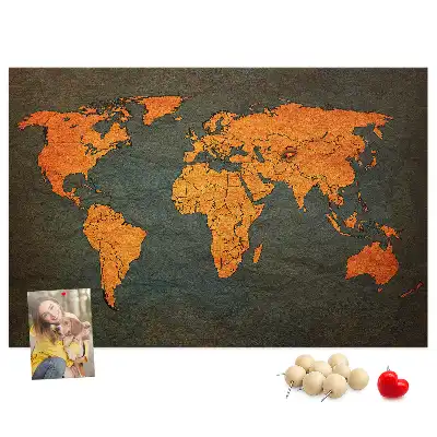 World Map Cork Memo Board