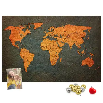 Cork memo board World map