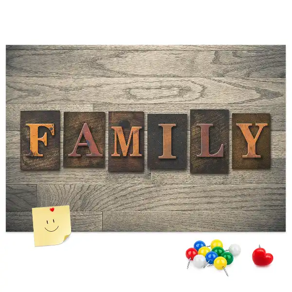 Printed Cork Board with Family Lettering