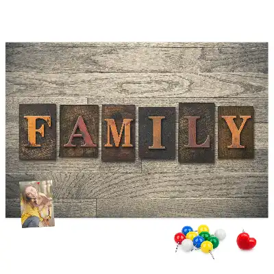 Printed Cork Board with Family Lettering