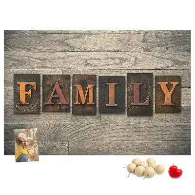 Printed Cork Board with Family Lettering