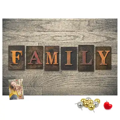 Printed Cork Board with Family Lettering