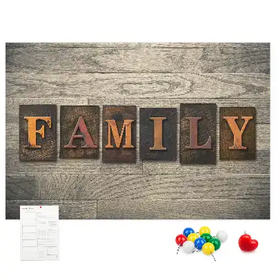 Printed Cork Board with Family Lettering