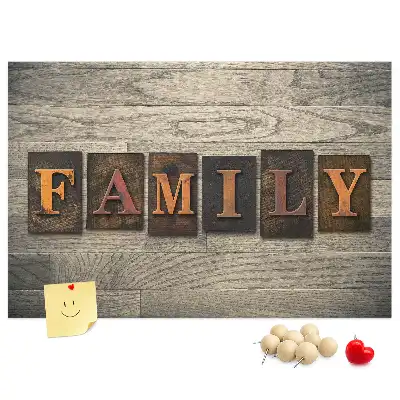Printed Cork Board with Family Lettering