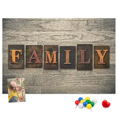 Printed Cork Board with Family Lettering