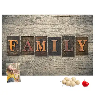 Printed Cork Board with Family Lettering