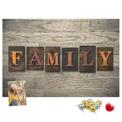 Printed Cork Board with Family Lettering