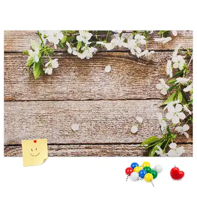 Printed Cork Memo Board with Floral Wood Design