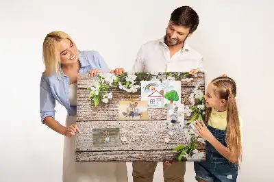Printed Cork Memo Board with Floral Wood Design