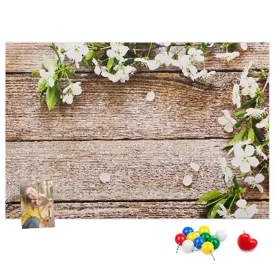 Printed Cork Memo Board with Floral Wood Design