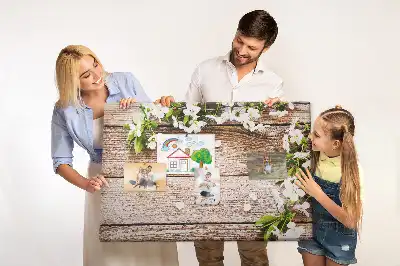Printed Cork Memo Board with Floral Wood Design