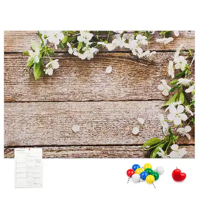 Printed Cork Memo Board with Floral Wood Design