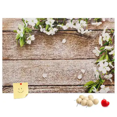 Printed Cork Memo Board with Floral Wood Design