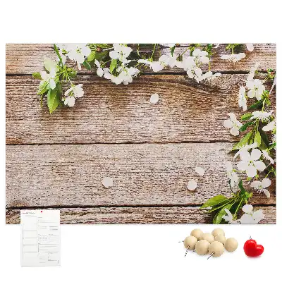 Printed Cork Memo Board with Floral Wood Design