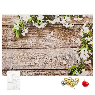 Printed Cork Memo Board with Floral Wood Design