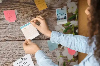 Printed Cork Memo Board with Floral Wood Design
