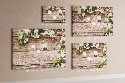 Printed Cork Memo Board with Floral Wood Design