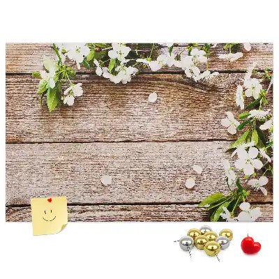 Printed Cork Memo Board with Floral Wood Design
