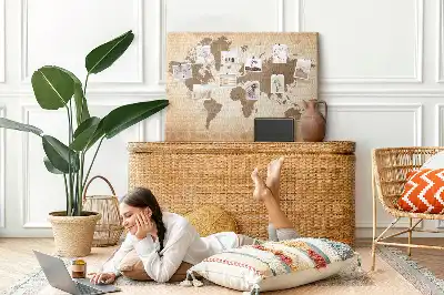 Cork memo board Painted world map