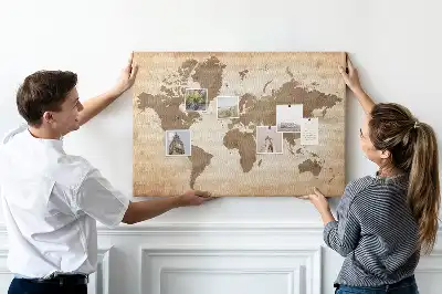Cork memo board Painted world map