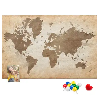 Cork memo board Painted world map