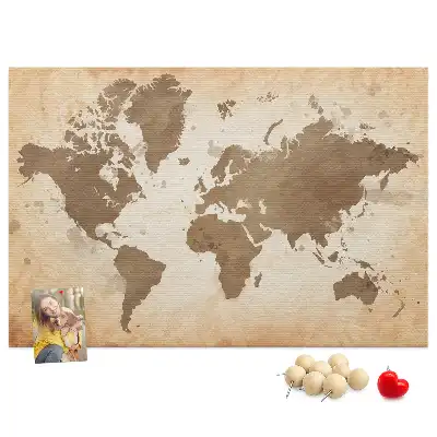 Cork memo board Painted world map