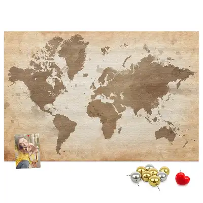 Cork memo board Painted world map