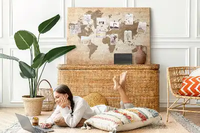 Cork memo board Painted world map
