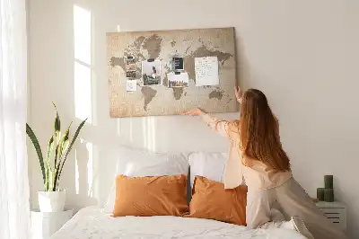 Cork memo board Painted world map