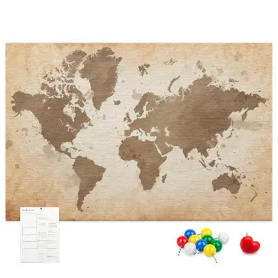 Cork memo board Painted world map