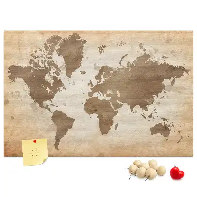 Cork memo board Painted world map