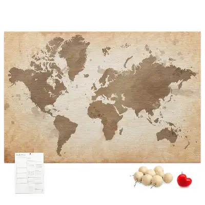 Cork memo board Painted world map