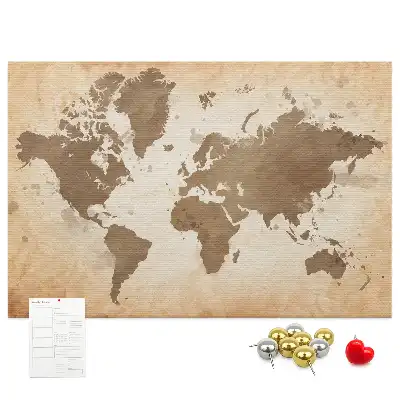 Cork memo board Painted world map