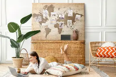 Cork memo board Painted world map