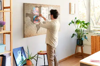 Cork memo board Painted world map