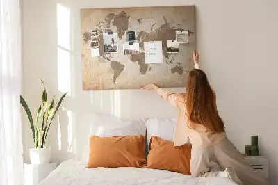 Cork memo board Painted world map