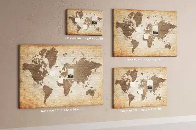 Cork memo board Painted world map